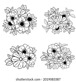 Flowers set. Collection of floral elements
