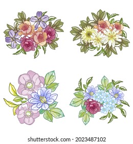 Flowers set. Collection of floral elements
