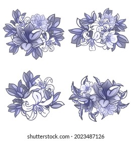 Flowers set. Collection of floral elements
