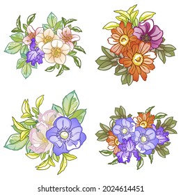 Flowers set. Collection of floral elements