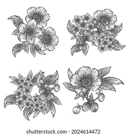 Flowers set. Collection of floral elements