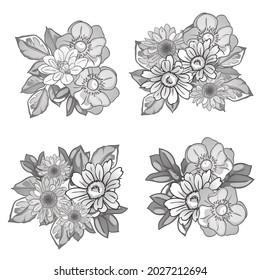 Flowers set. Collection of floral elements