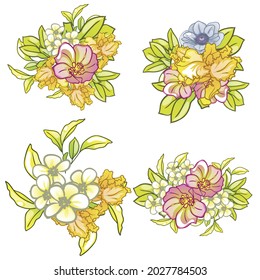 Flowers set. Collection of floral elements