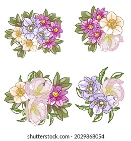 Flowers set. Collection of floral elements