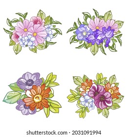 Flowers set. Collection of floral elements