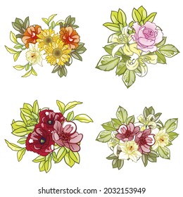 Flowers set. Collection of floral elements