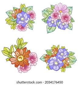 Flowers set. Collection of floral elements