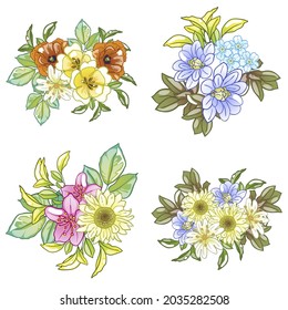 Flowers set. Collection of floral elements