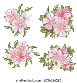 Flores puestas. Colección de elementos florales