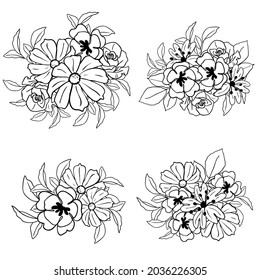 Flores puestas. Colección de elementos florales