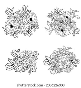 Flores puestas. Colección de elementos florales