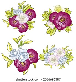 Flowers set. Collection of floral elements
