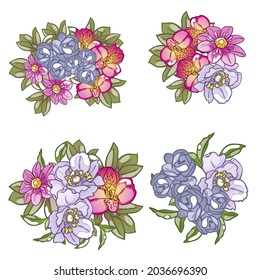 Flowers set. Collection of floral elements