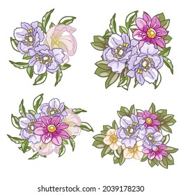 Blumengarnitur. Sammlung von Blumenelementen