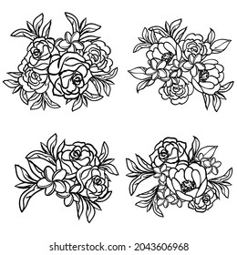 Flowers set. Collection of floral elements