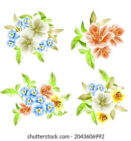 Flowers set. Collection of floral elements