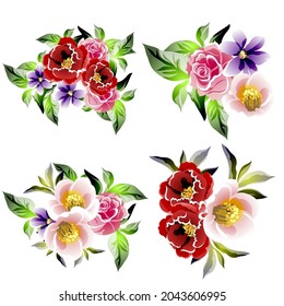 Flowers set. Collection of floral elements