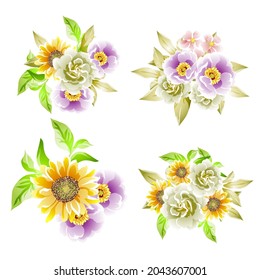 Flowers set. Collection of floral elements