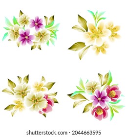 Flowers set. Collection of floral elements