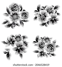 Flowers set. Collection of floral elements