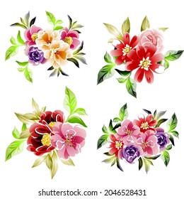Flowers set. Collection of floral elements