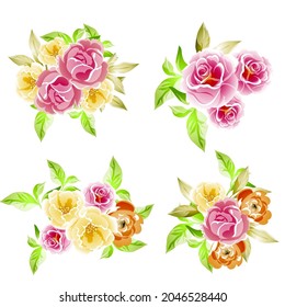 Flores puestas. Colección de elementos florales
