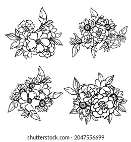 Flowers set. Collection of floral elements