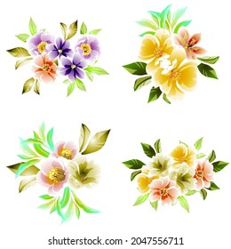 Flowers set. Collection of floral elements