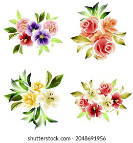 Flowers set. Collection of floral elements