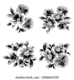 Flowers set. Collection of floral elements