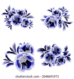 Flowers set. Collection of floral elements