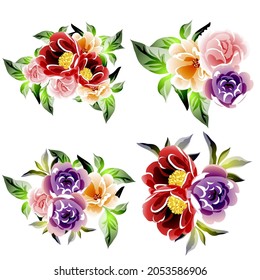 Flowers set. Collection of floral elements