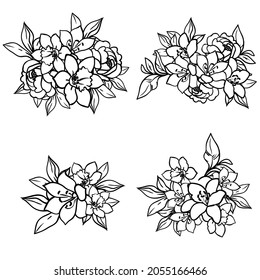 Flowers set. Collection of floral elements