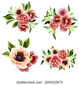 Flowers set. Collection of floral elements