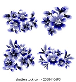 Flores puestas. Colección de elementos florales