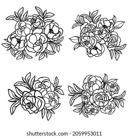 Flores puestas. Colección de elementos florales