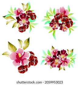 Flowers set. Collection of floral elements