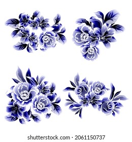 Flowers set. Collection of floral elements