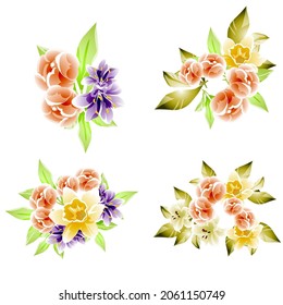 Flowers set. Collection of floral elements