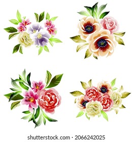 Flowers set. Collection of floral elements