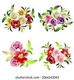 Flowers set. Collection of floral elements