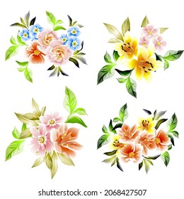 Flowers set. Collection of floral elements