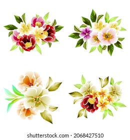 Flowers set. Collection of floral elements