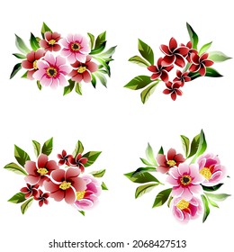 Blumengarnitur. Sammlung von Blumenelementen