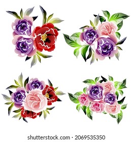 Flowers set. Collection of floral elements
