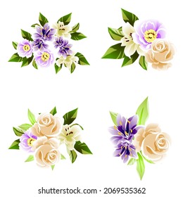 Flores puestas. Colección de elementos florales