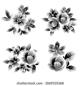 Flowers set. Collection of floral elements