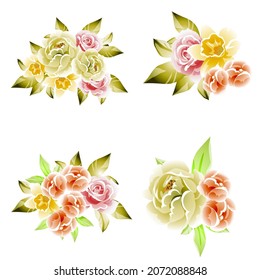 Flores puestas. Colección de elementos florales