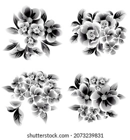Flowers set. Collection of floral elements