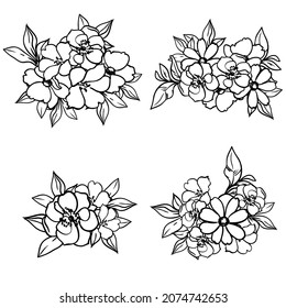 Blumengarnitur. Sammlung von Blumenelementen